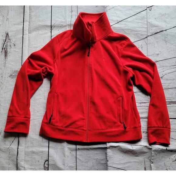 Danskin Now Full Zip Jacket Womens L 12-14 Red Fleece Pockets Mock Neck Soft - Picture 2 of 8
